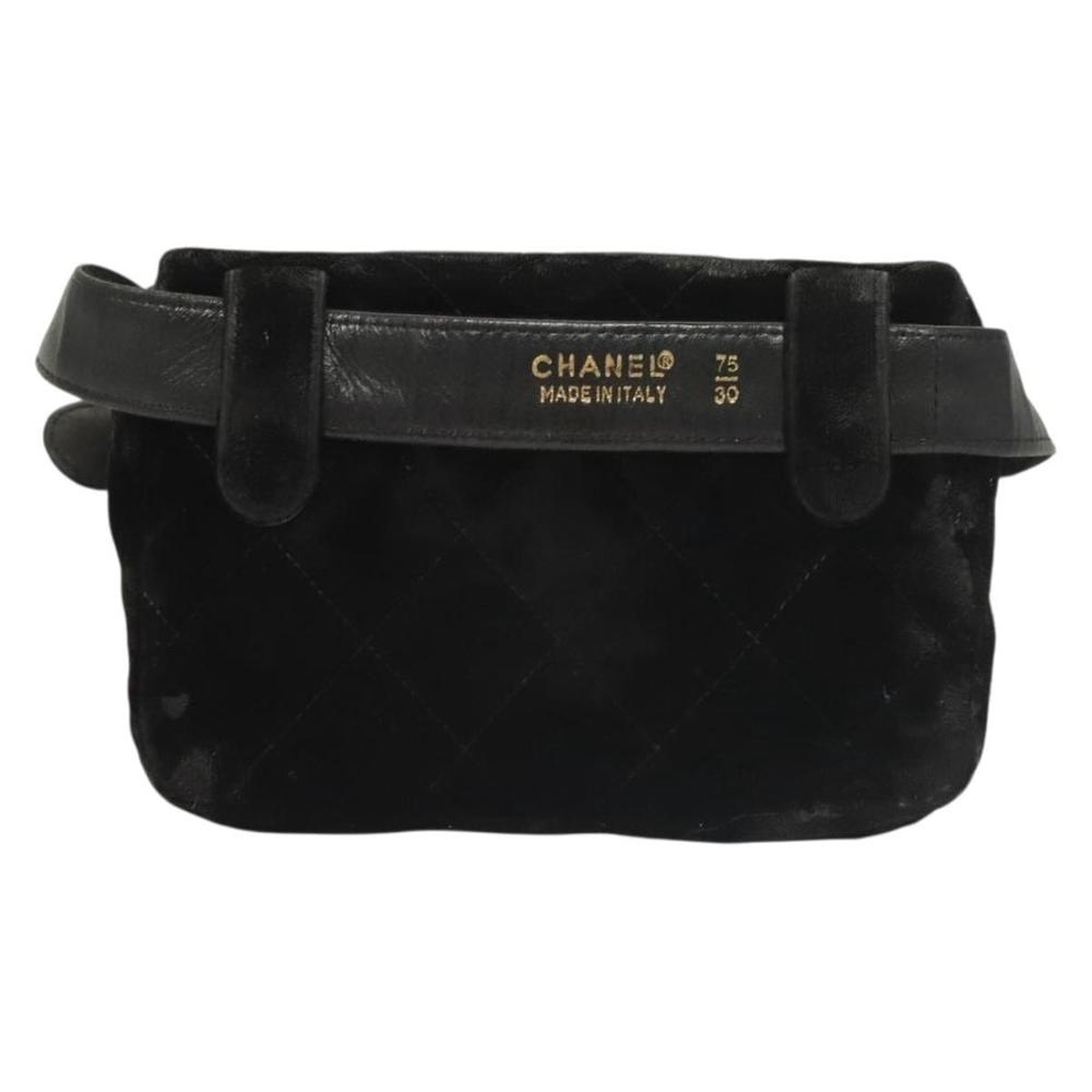 CHANEL Matelasse Waist Bag Velor Black Gold CC Auth bs27796 - Picture 3 of 16